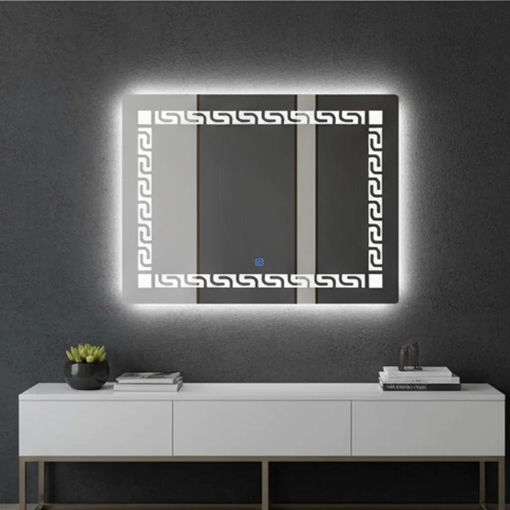 Modern Illuminated Bathroom Mirror with Stylish Decorative Accents