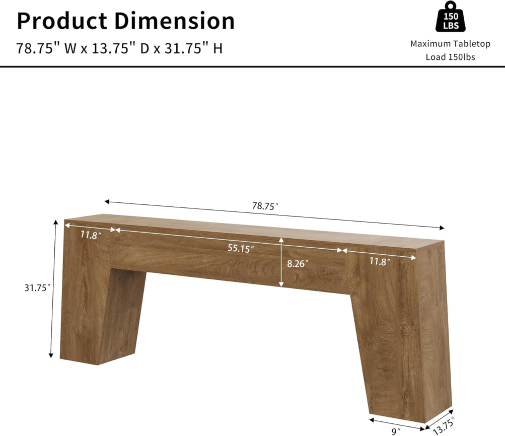 Extra Long Sofa Console Table, Large Farmhouse Wood Behind Couch Table, Modern Accent Entrance Table for Foyer Hallway Entryway