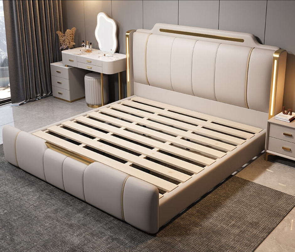 New Italian-Style Luxury 1.8m Double Bed Soft Cushioned Wedding Bed Simple Modern Design for Master Bedroom Upholstered Beds