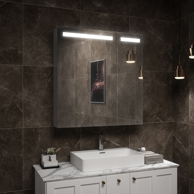 Modern Aluminum LED Bathroom Cabinet with Mirror for Apartment &amp; Villa