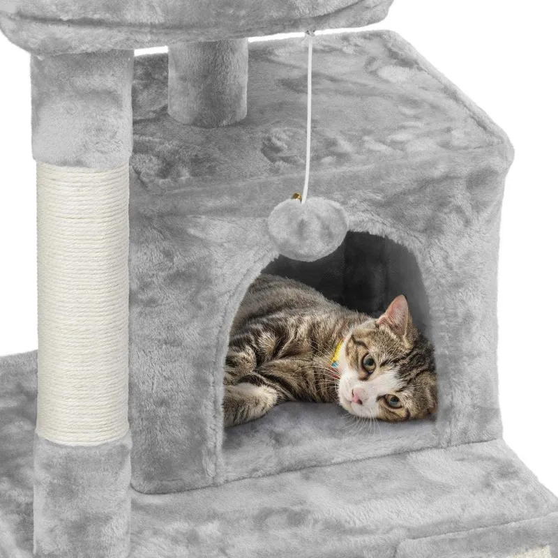 Stylish Light Gray Cat Tower Sustainable Pet Furniture Solution Pet Product