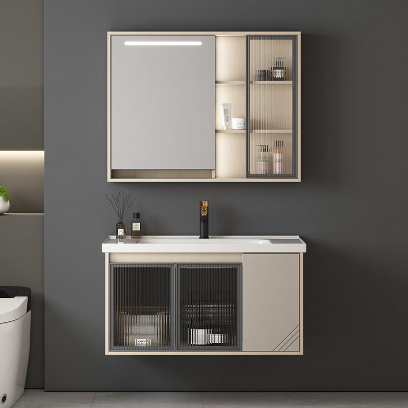 Modern Creative Wall Mounted Bathroom Furniture Waterproof Solid Wood Vanity LED Mirror Cabinet Eco-friendly for Villa Hotel