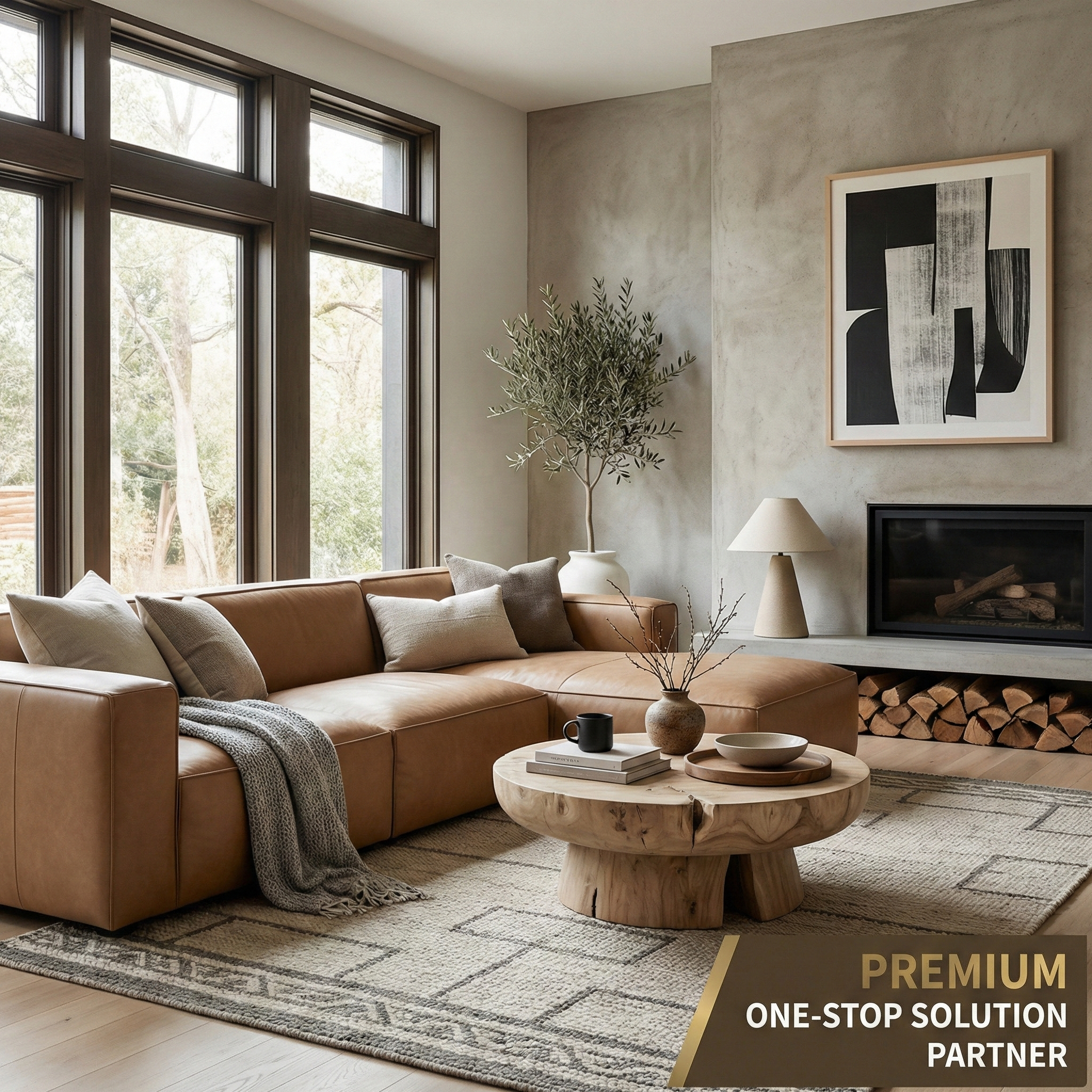 Modern Minimalist Wooden Adjustable Round Home Furniture for Living Room Apartment Villa Interior Design with One Stop Service
