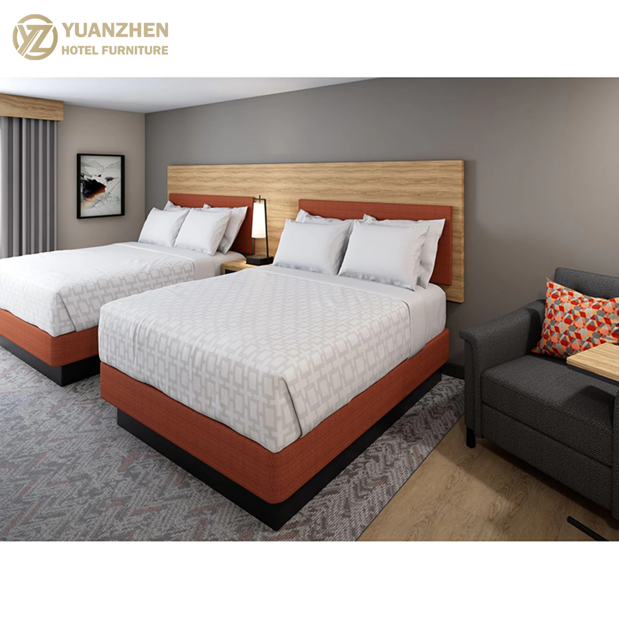 IHG's Luxury Modern MDF Wood Bedroom Furniture for 3-Star Hotels Apartments European Style Candlewood Suites Eco-Friendly
