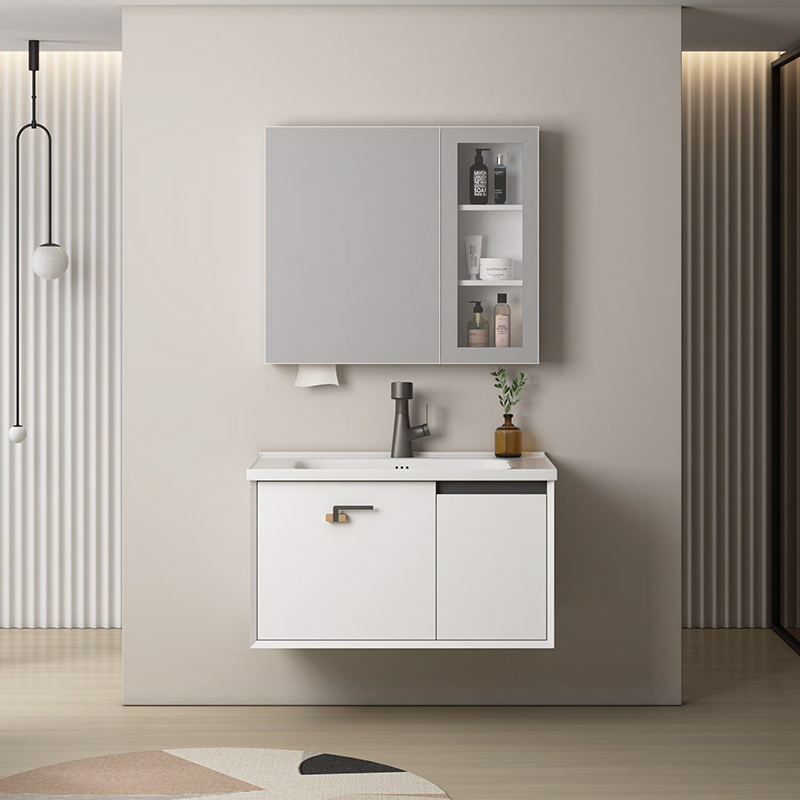 Modern Creative Wall Mounted Bathroom Furniture Waterproof Solid Wood Vanity LED Mirror Cabinet Eco-friendly for Villa Hotel