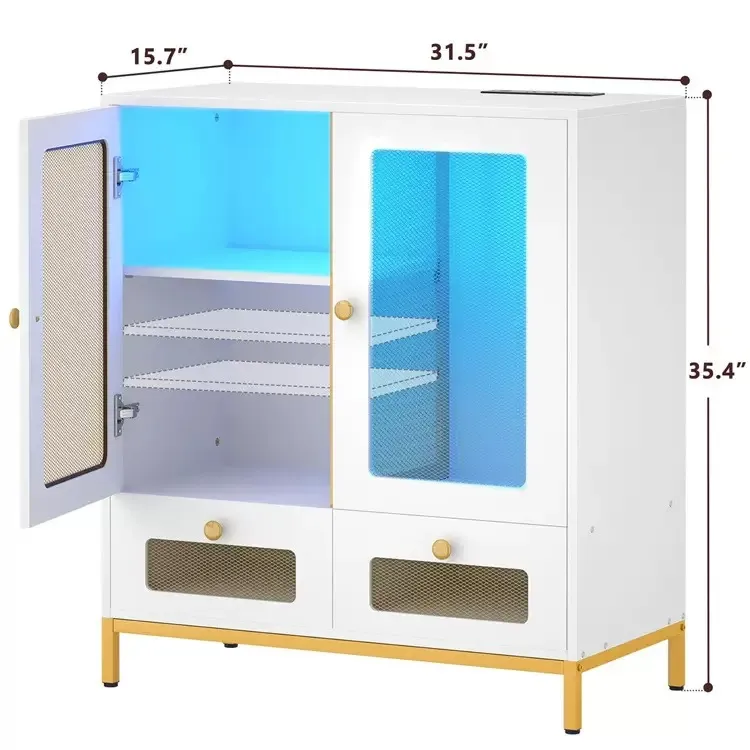 Sleek Modern Storage Cabinet - LED Display Shelves