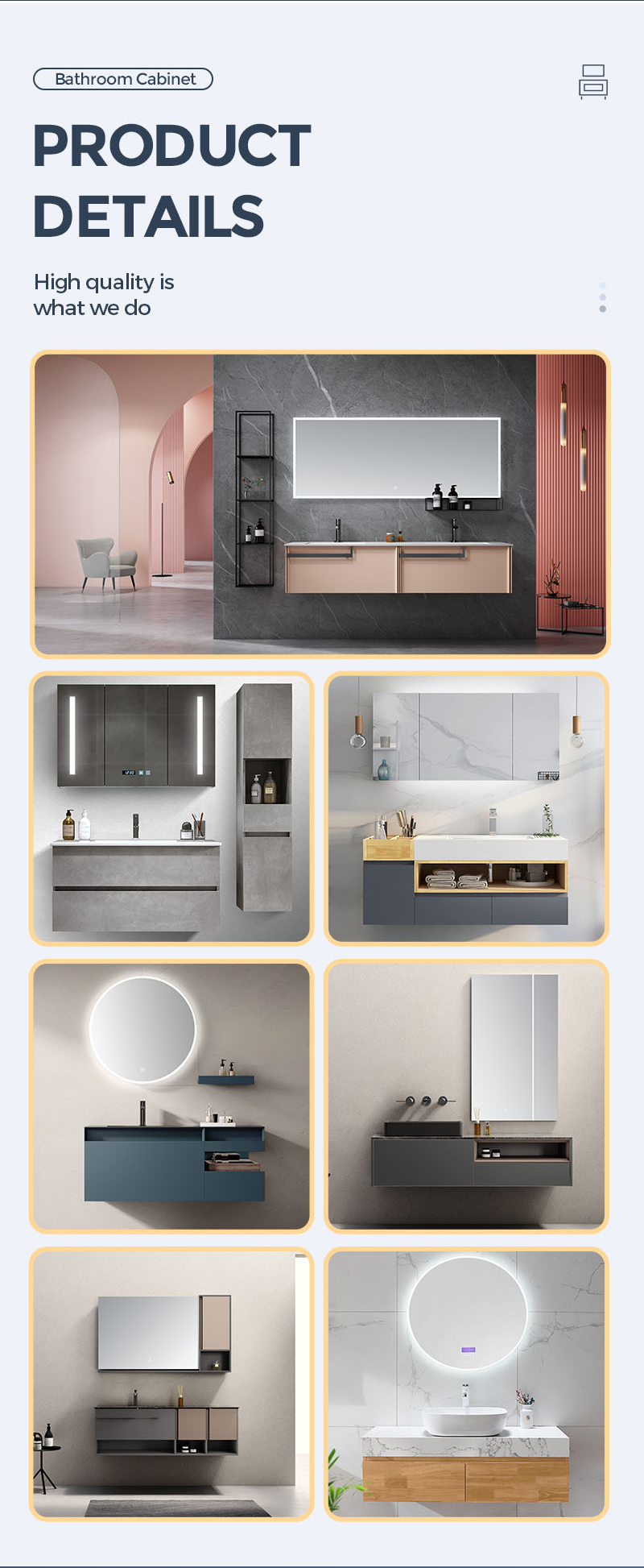 Modern Design Grey Rock Top Bathroom Cabinet Plywood Vanity for Hotel Use in Stock