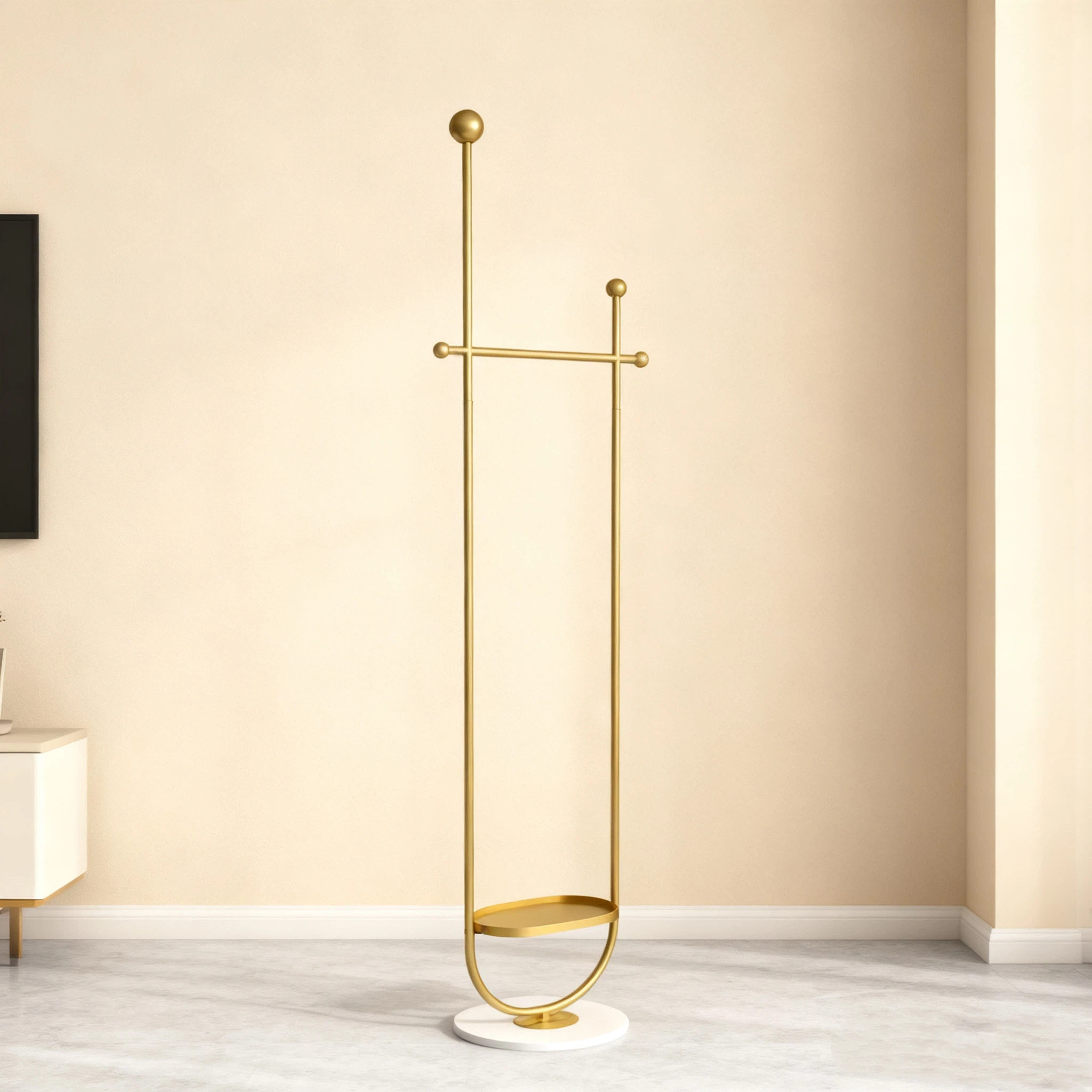 U Shaped Coat Rack with Shelves Modern Coat Stand for Entryway, Hallway, Bedroom, Office