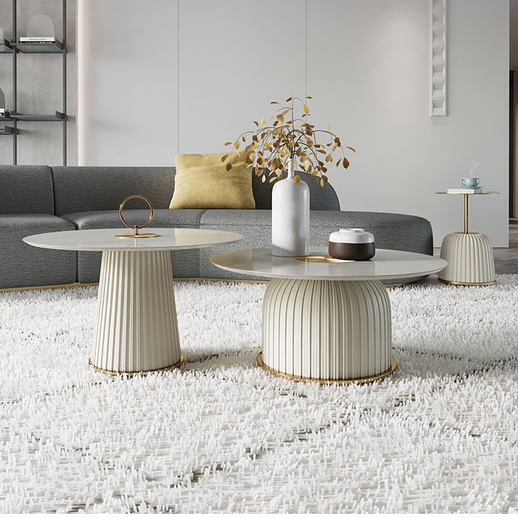 Greenfield Furniture Home Modern Minimalist Casual Furniture Round Sintered Stone Luxury Table Top Coffee Table