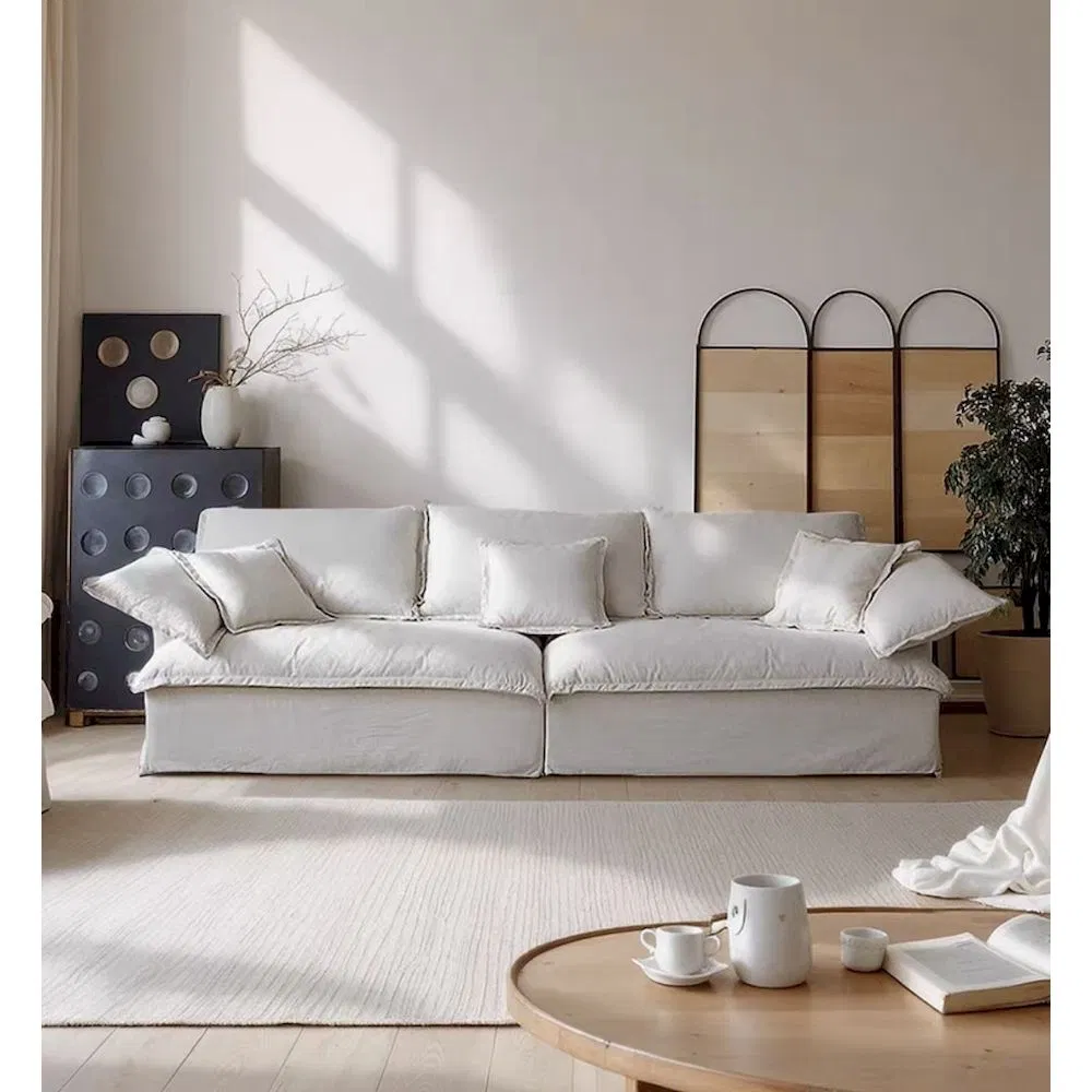Natural Organic Jute Woven Texture Eco-Friendly Sustainable Couch Living Room Furniture