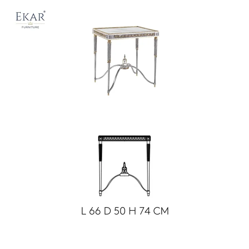 Italian - Style Living Room Side Table: Ornate Metal Frame, Decorative Detailing, Elegant Accent for Luxurious Spaces