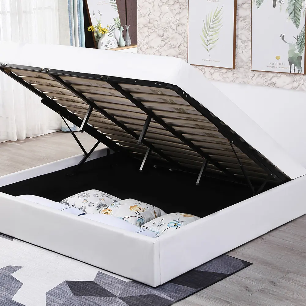 Hot Selling Modern Design King Size Bed for Bedroom Furniture Luxury Leather Wooden Box Bed Design Double Bed