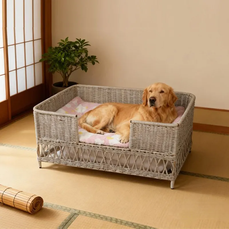 Rattan Pet Bed Eco Friendly Natural Material Sustainable Pet Furniture Wholesale From Vietnam