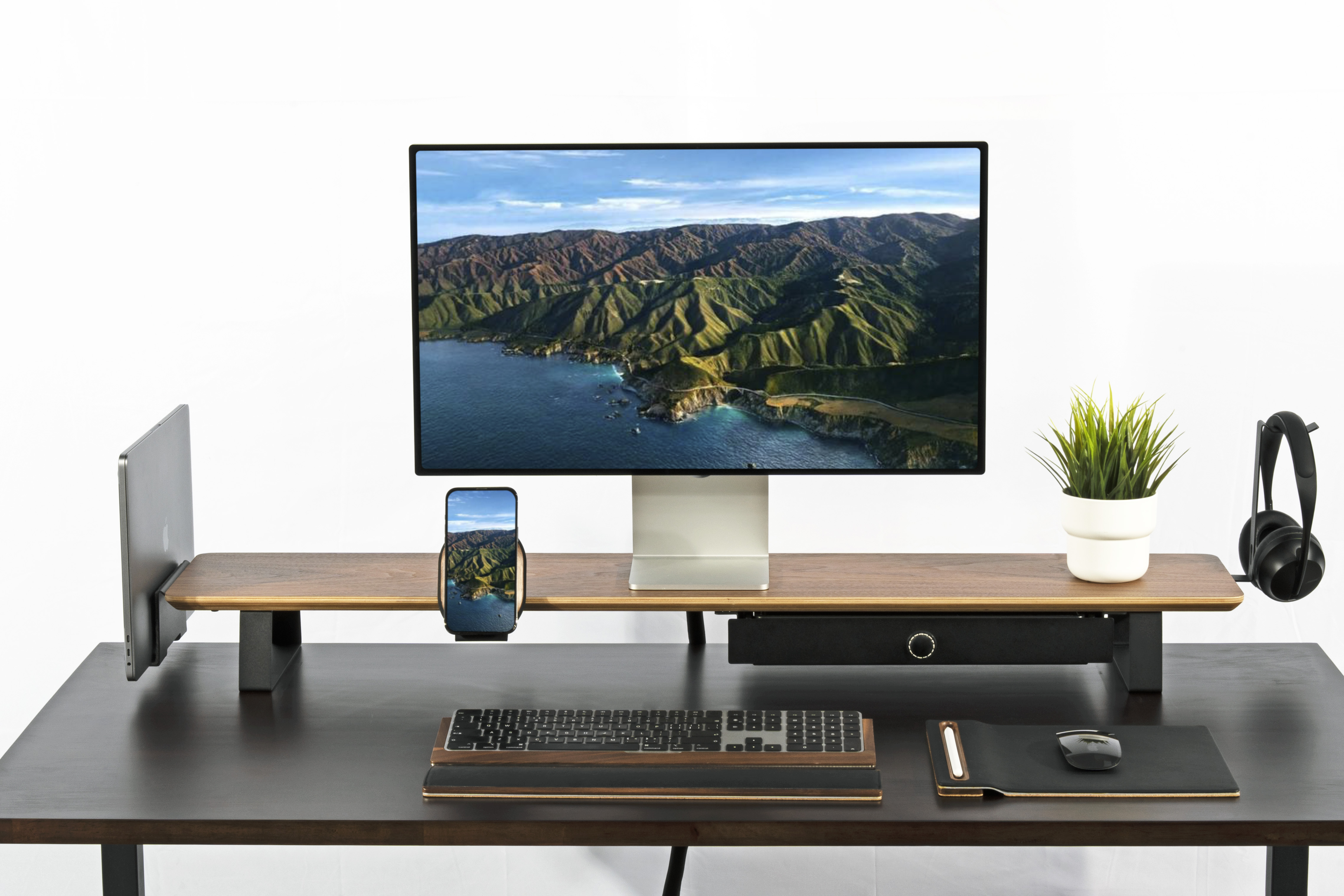 SAMDI Wooden desk shelf laptop vertical stand details