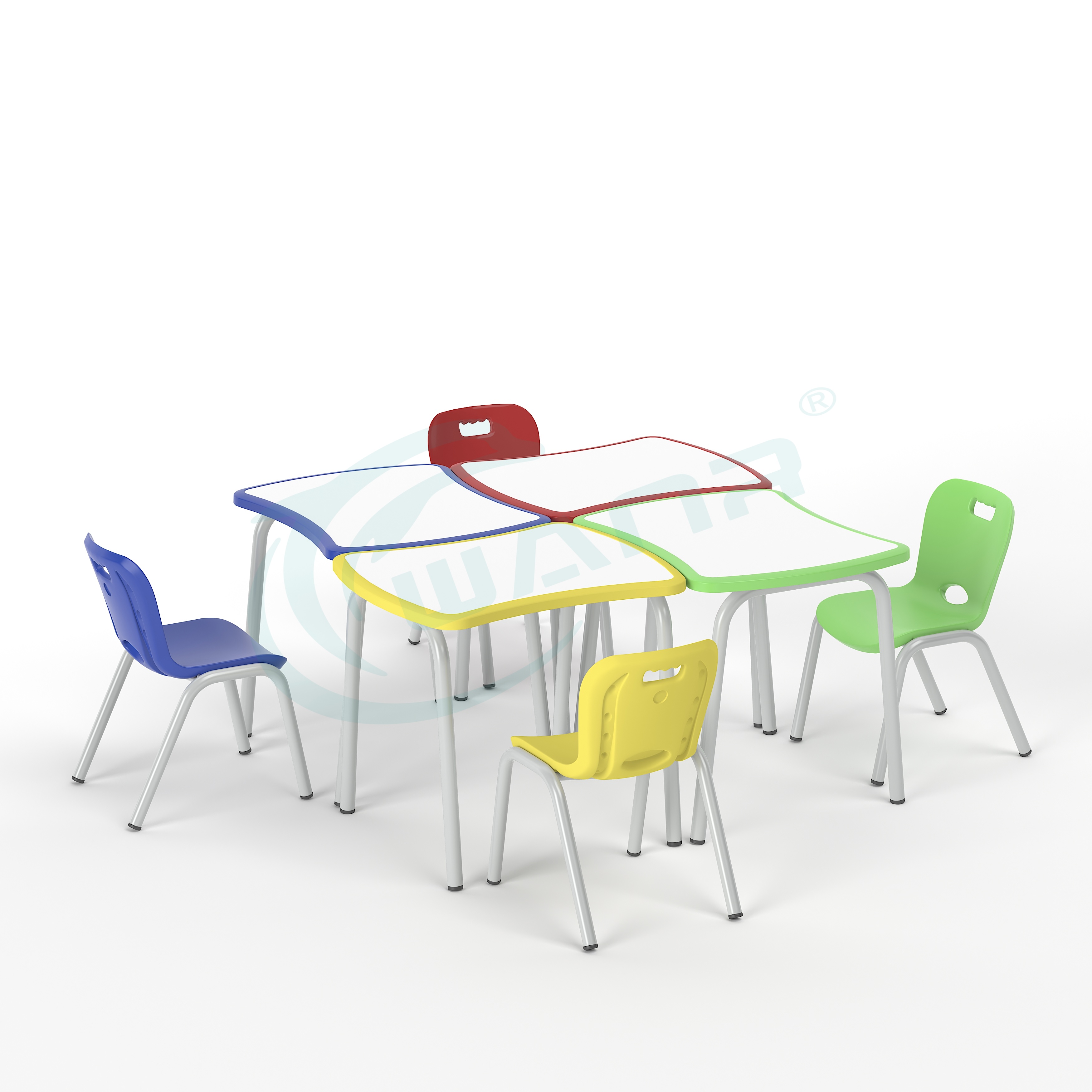 Modern Design Plastic School Preschool Furniture Colorful Children's Nursery Tables and Chairs for Home Office Kindergarten