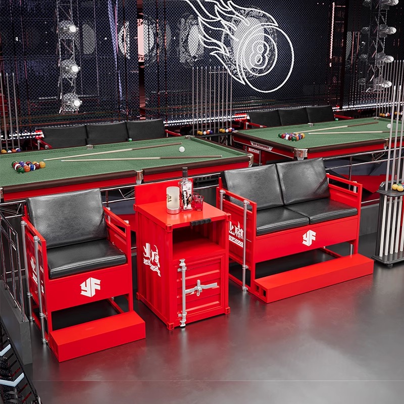 Industrial Style Commercial Bar Furniture Sets Spectator Chairs for Billiards Hall Table Tennis Room Waiting Area Sofa Table
