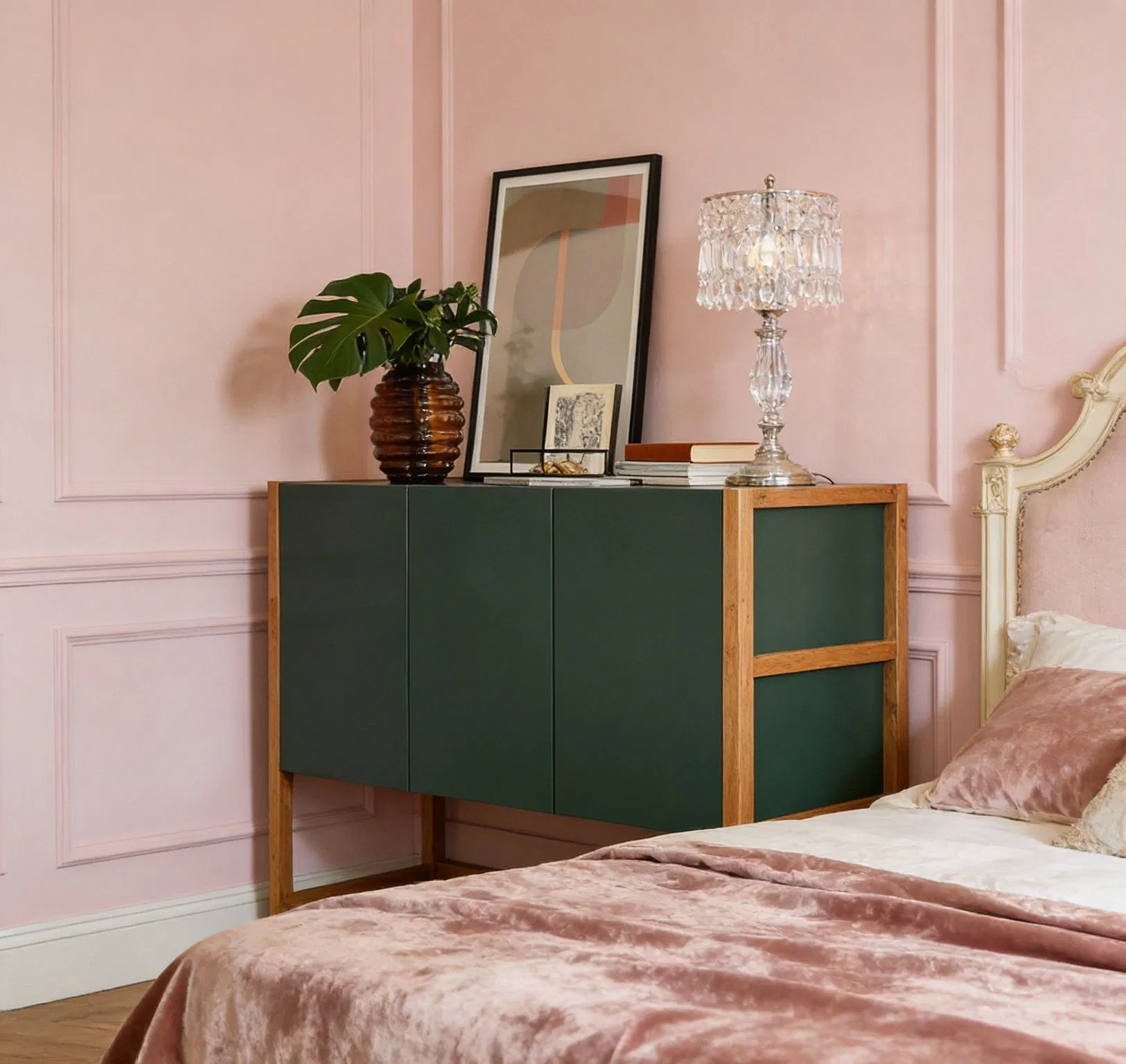 Eco-Friendly Solid Wood Storage Sideboard with Recycled Wood Frame &amp; Adjustable Shelves for Sustainable Living