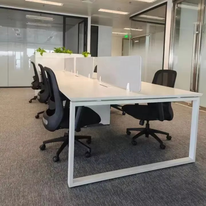 Modern Minimalist 2-8 Seater Office Furniture Cold Rolled Steel Frame Workstation Desk with Melamine Wood for office Use