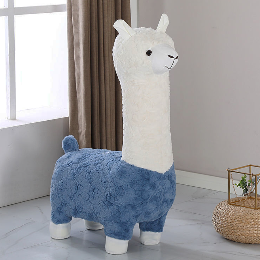Factory Hot Sale Cute Alpaca Plush Kids Seat Fun Animal Stool Wholesale Kids Stool for Nursery Kindergarten Home Indoor Play Use
