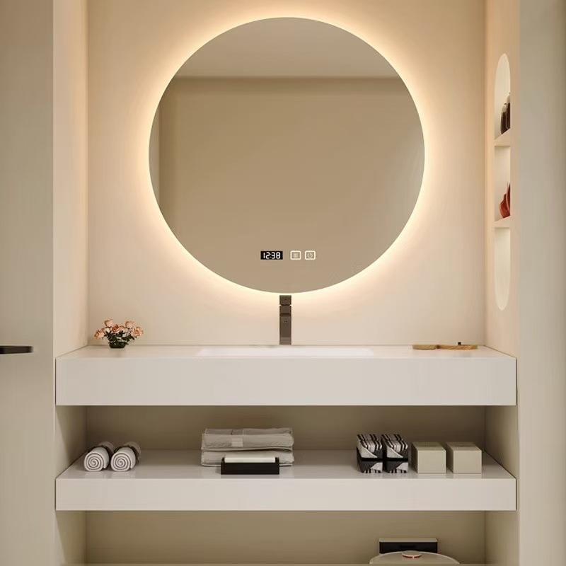 Modern Minimalist Double-Layer Rock Board Basin Bathroom Cabinet Lacquer Finish Integrated Ceramic Seamless Wash Waterproof
