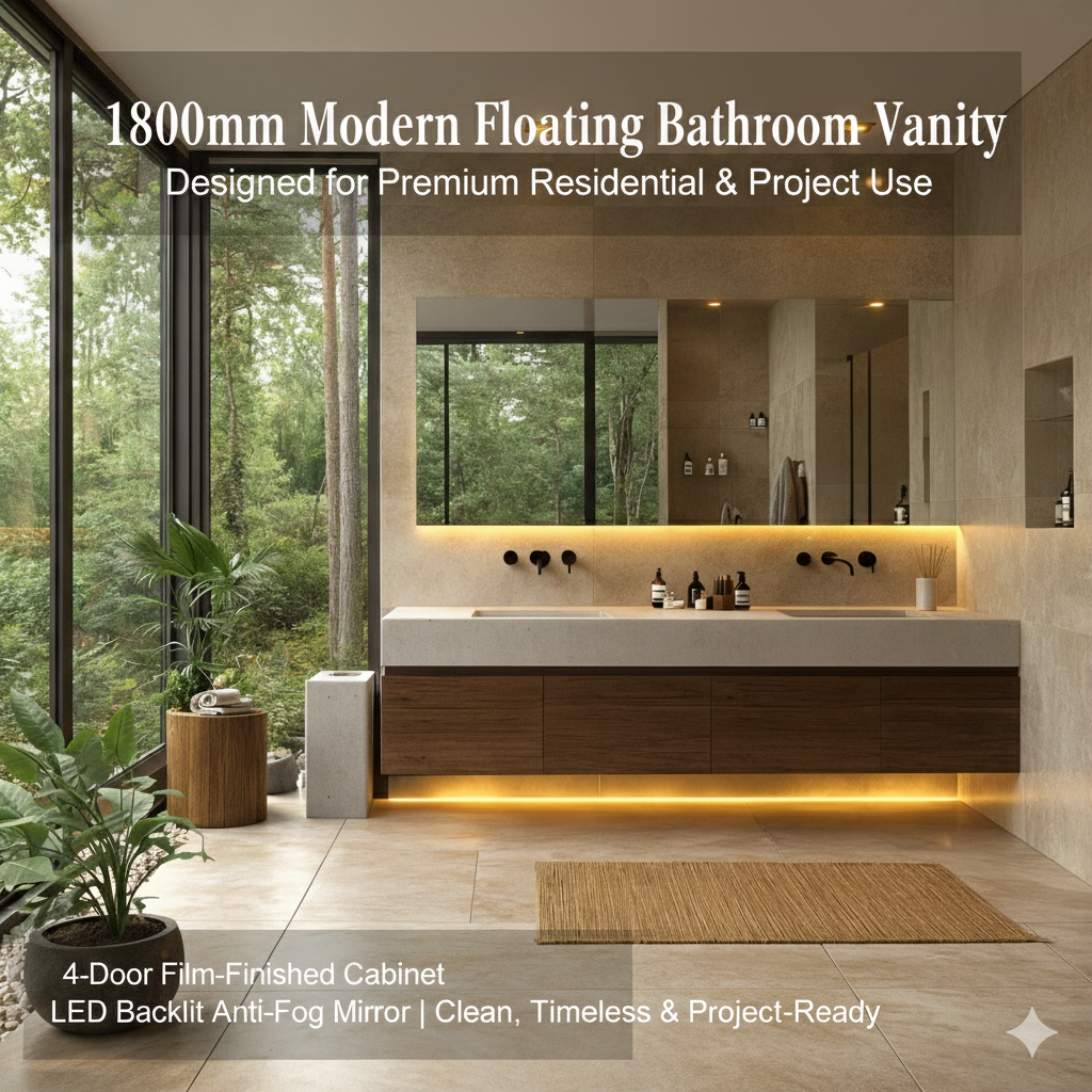 Bathroom Furniture Cabinet Set White Bathroom Vanities Unit with Sink Basin Modern Small Mdf Pvc Free Standing Shower
