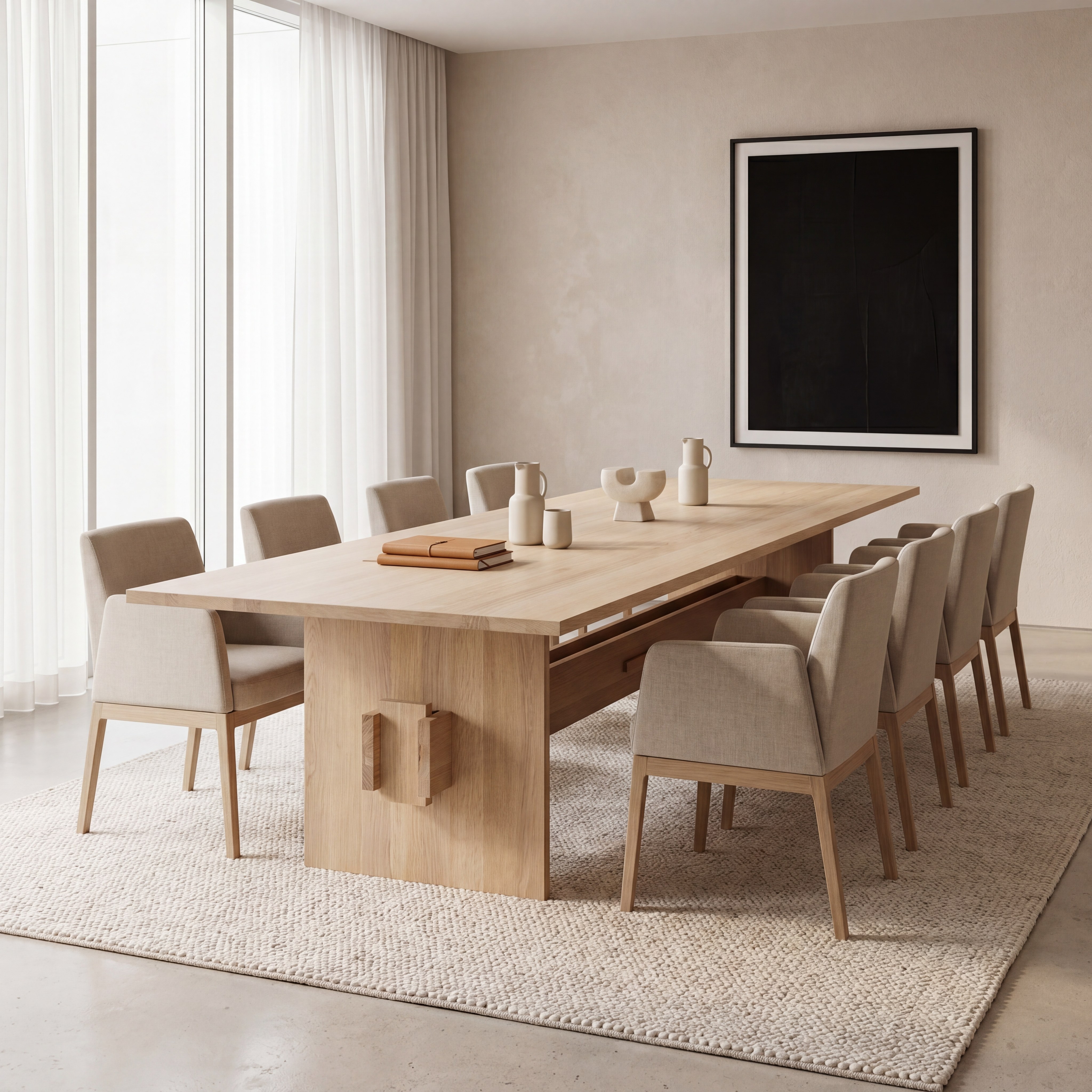 Minimalist Style Solid Wood Dining Table Modern Kitchen Table Dinner Table for Villa Living Room Furniture Decor