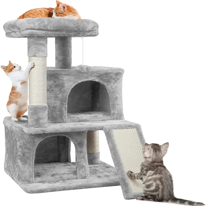 Stylish Light Gray Cat Tower Sustainable Pet Furniture Solution Pet Product