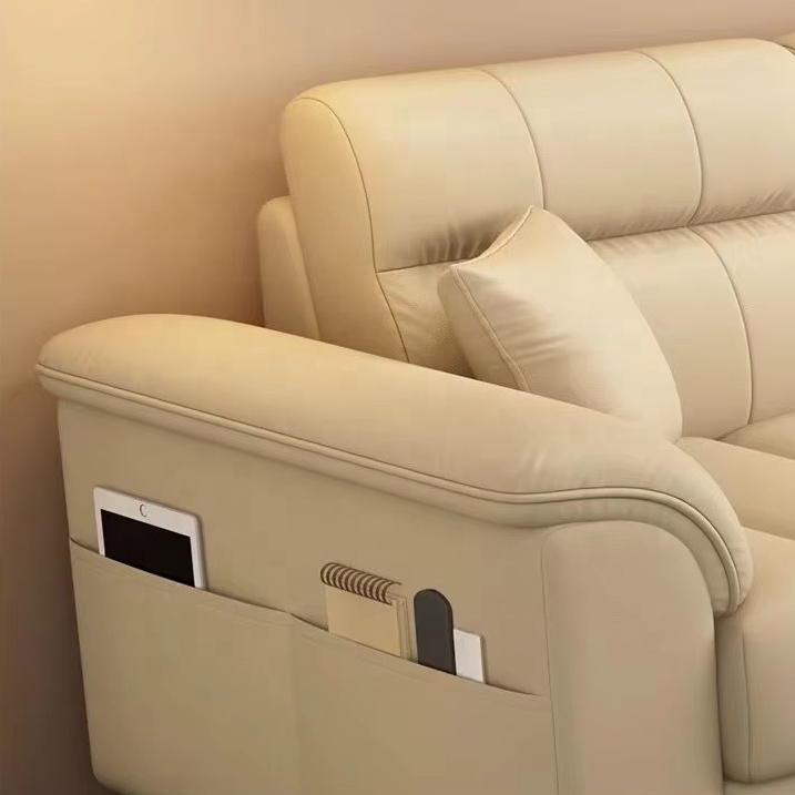 Customizable Multi-Person Three Seat Sofa Set Family-Friendly Living Room Furniture for Apartment Use Made of Durable Leather