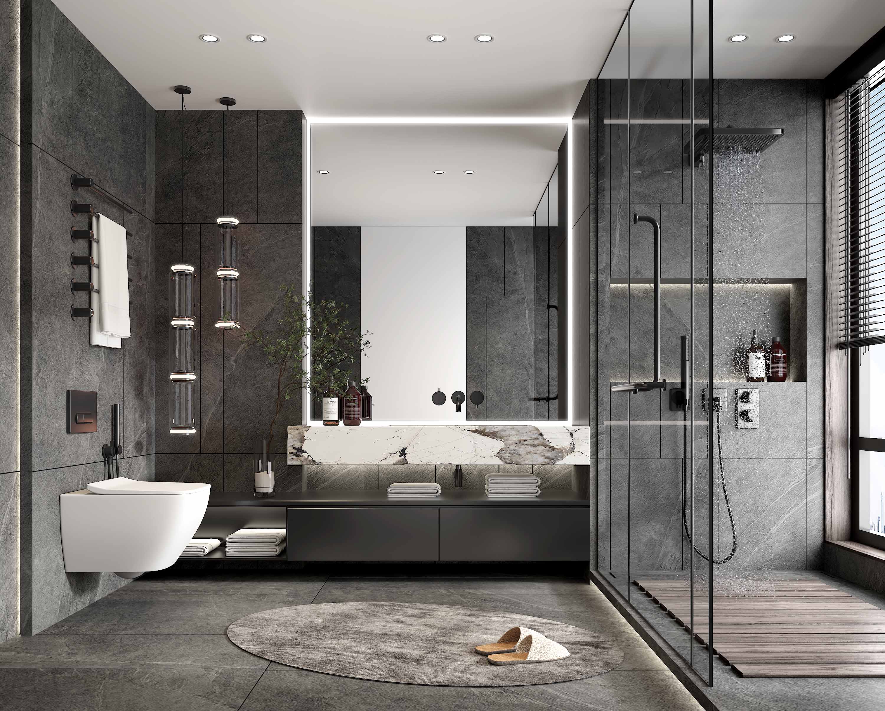Customized Multi-functional Furniture for Bathrooms Modern Fashion Mirror Cabinet Bathroom