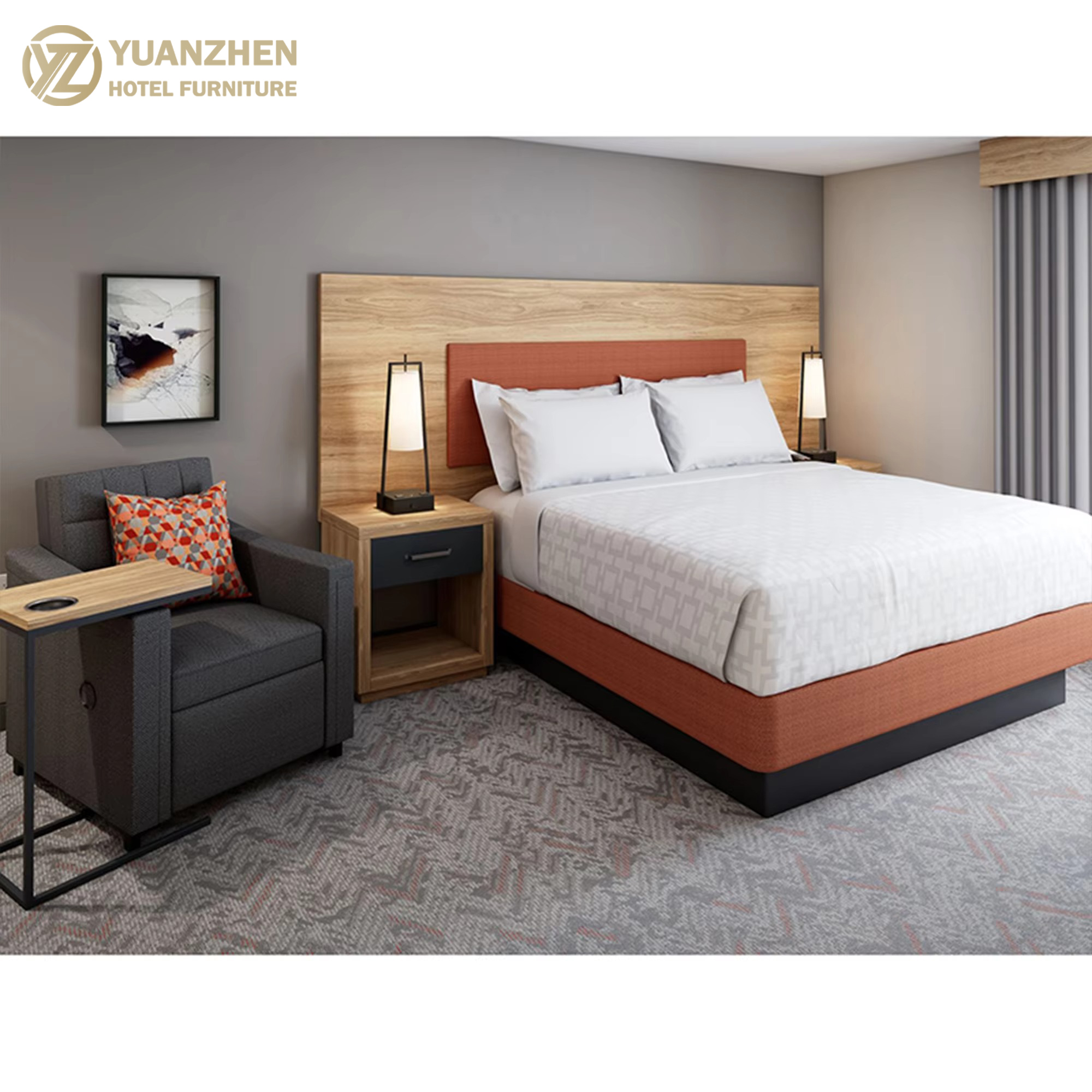 IHG's Luxury Modern MDF Wood Bedroom Furniture for 3-Star Hotels Apartments European Style Candlewood Suites Eco-Friendly