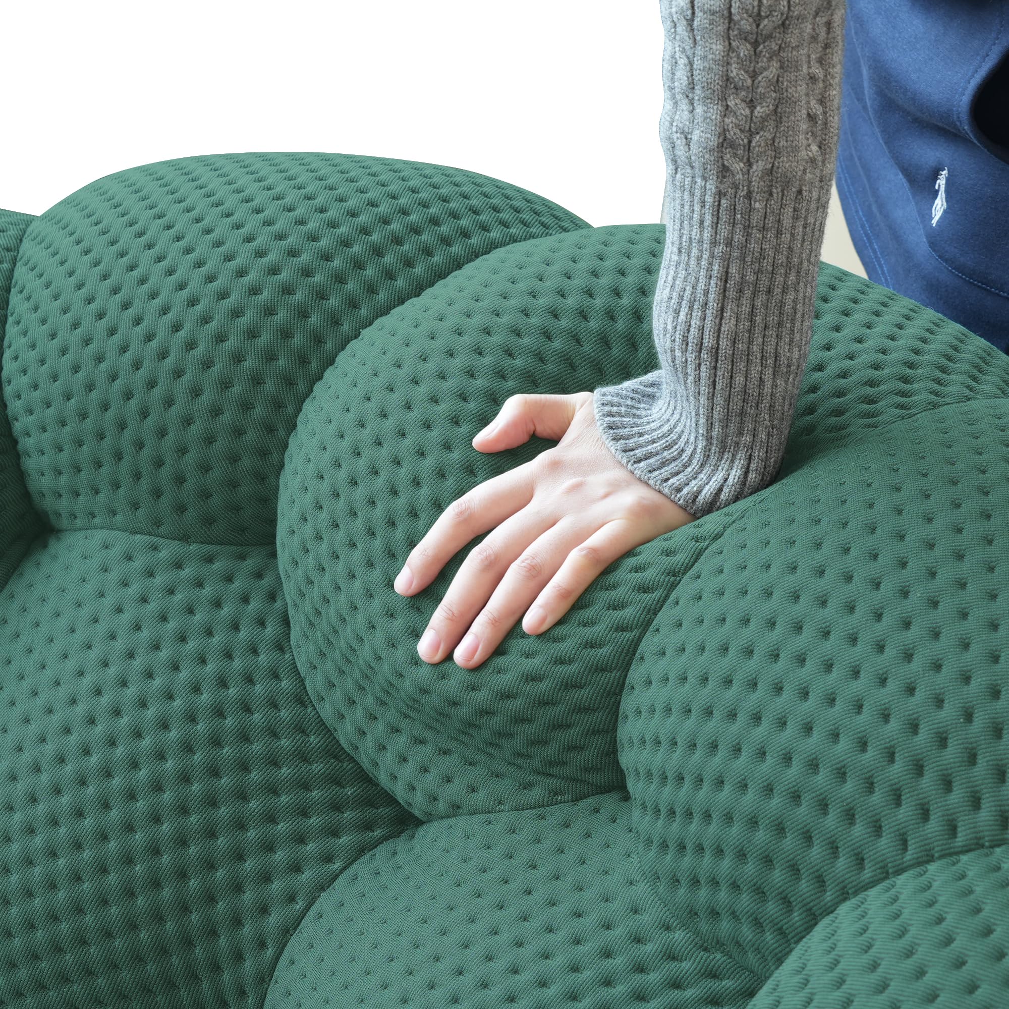 47.2" Modern Curved Sofa 70D Upholstered Single Seat Boneless Round Shape Comfortable for Hotel &amp; Living Room Small Spaces