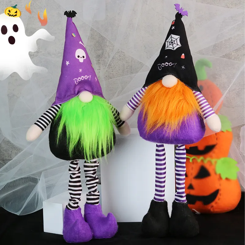 Handcrafted Plush Gnome Decor Stretchable Halloween Party Display Props Seasonal Shelf Accents
