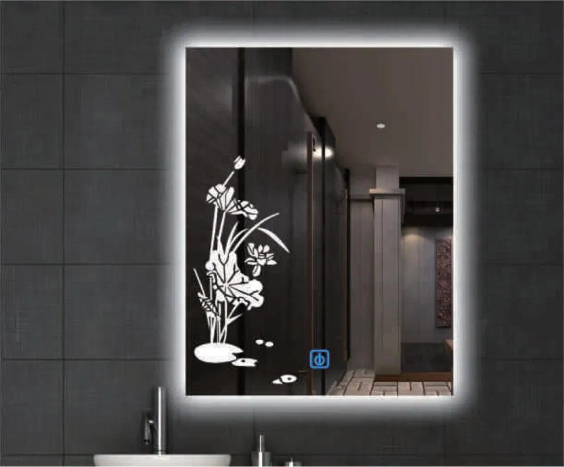 Modern Illuminated Bathroom Mirror with Stylish Decorative Accents