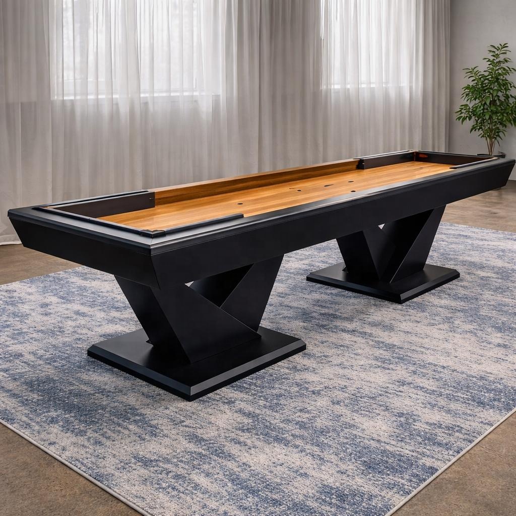 High Quality Solid Wood Eco-Friendly Shuffleboard Table Game Full Set 9ft/12ft/14ft/16ft Customizable Colors Home Bar Game Room