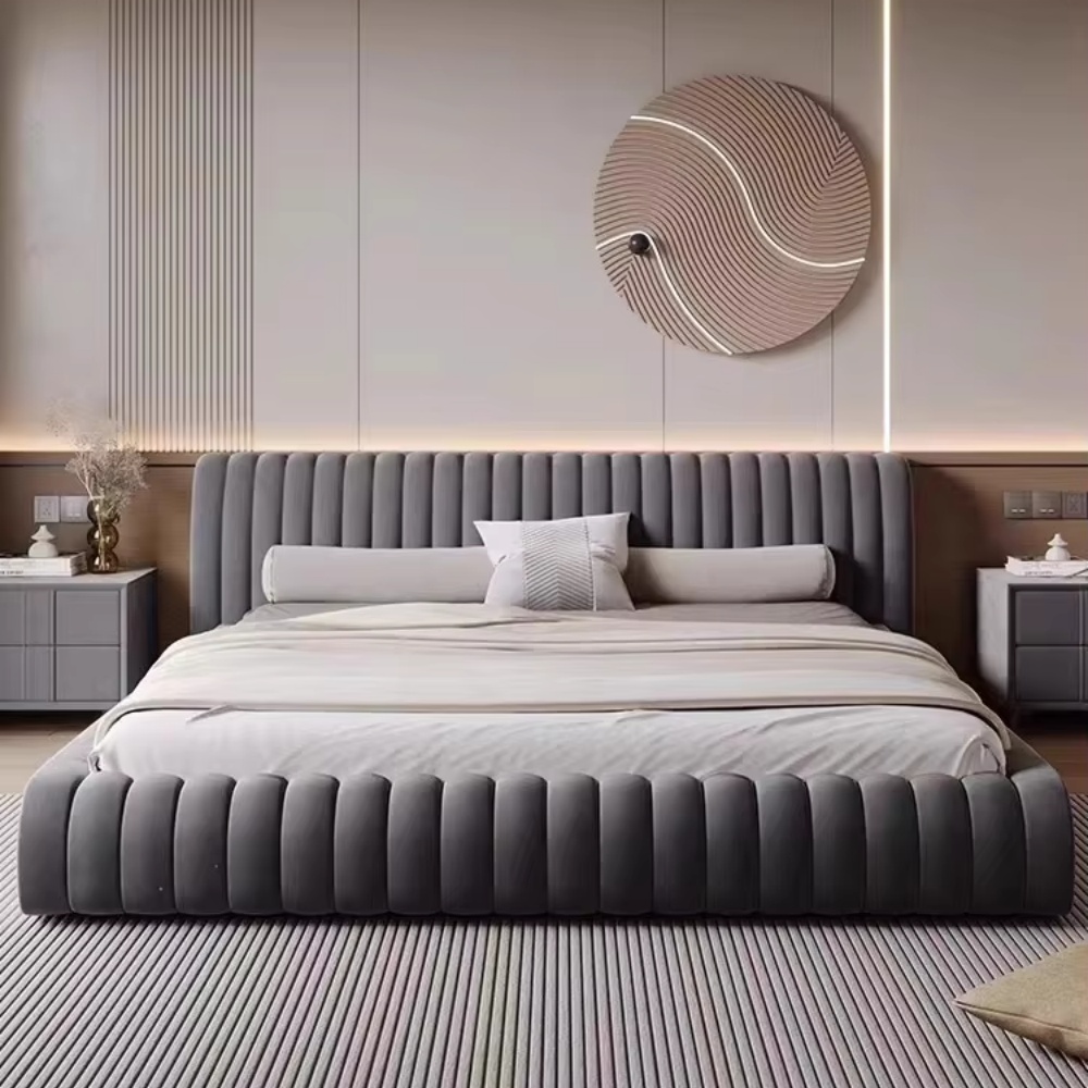 Modern Simple Cloth Bed Northern Europe Light Luxury Ins Wind Technology Cloth Tatami Master Bedroom Large Bed Customizable