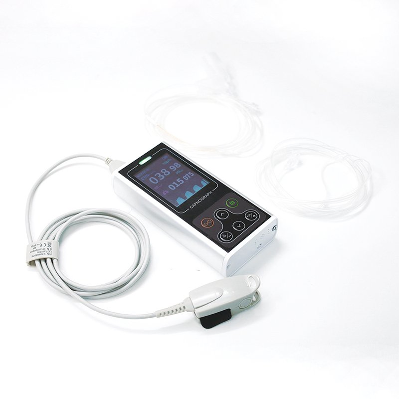 Capnograph Monitor Patient Care Etco2 Sensor Portable Capnometer Medical Equipment Handheld Surgical Instrument Hospital CO2 Detector Capnography Device Vet