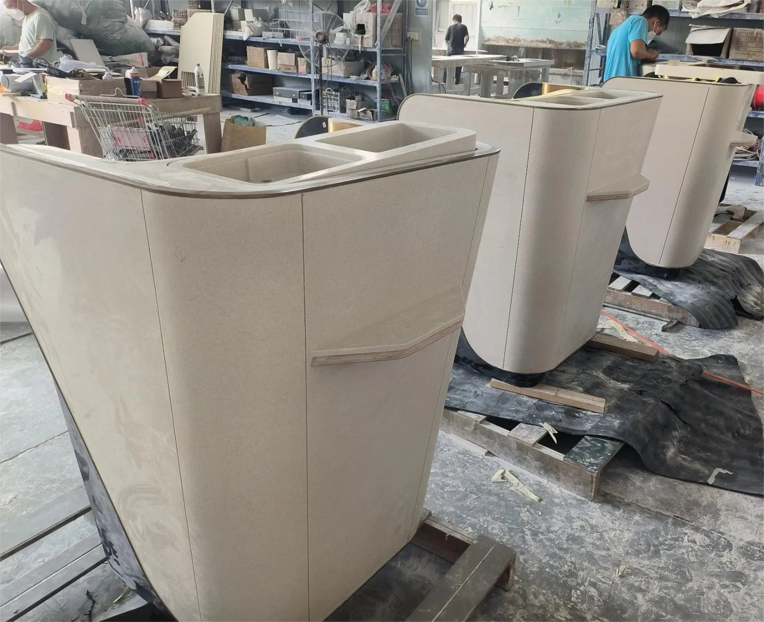 OEM Factory Foshan Luxury Chinese Furniture Marble Quartz Corian Stone Office Hospital Reception Counter Receptionist Nurses Station Nursing Station Front Desk