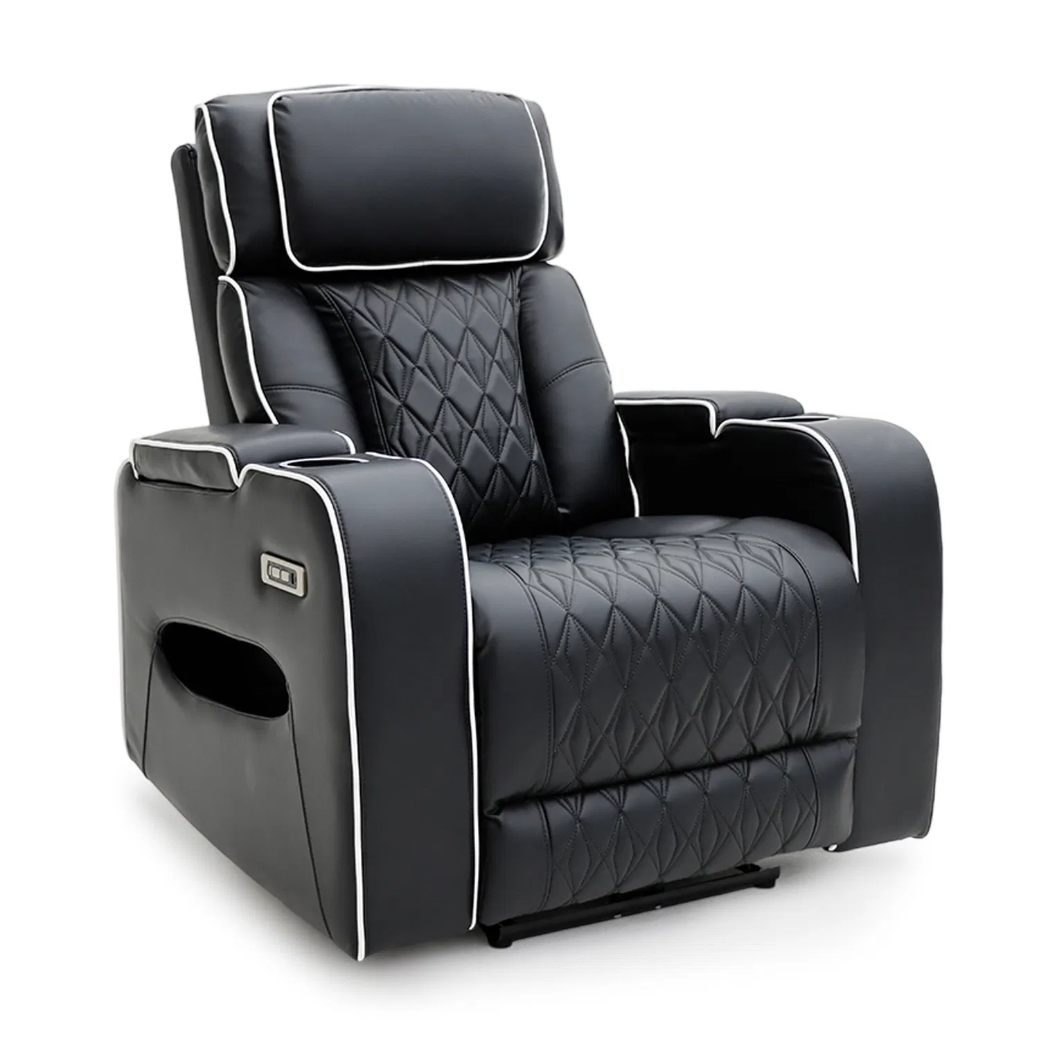 Geeksofa Furniture 9270 Modern Leather Power Electric Beauty Salon Recliner Chair with Armstorage &amp; Cup Holder for Living Room