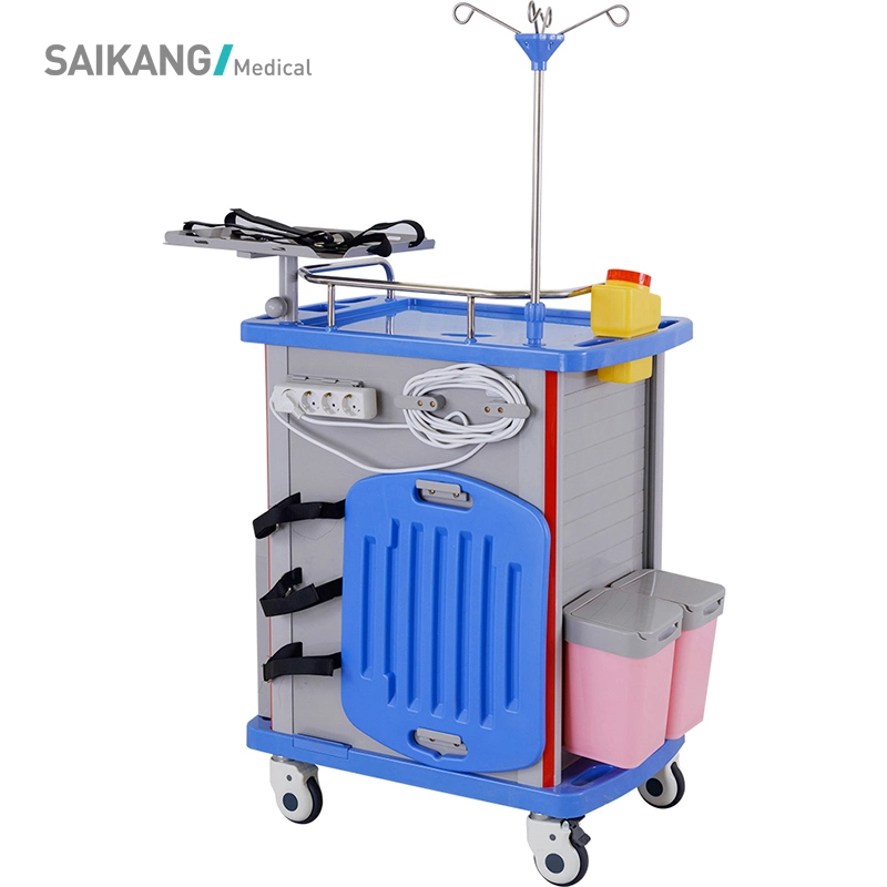 Skr054-Et ABS Hospital Medical Emergency Medicine Nursing Treatment Trolley Equipment with Drawers