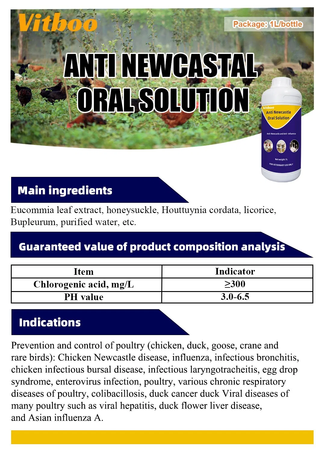 Wholesale Factory Anti-Newcastle Oral Solution Chinese Herbs Prevention and Control of Poultry Newcastel Disease