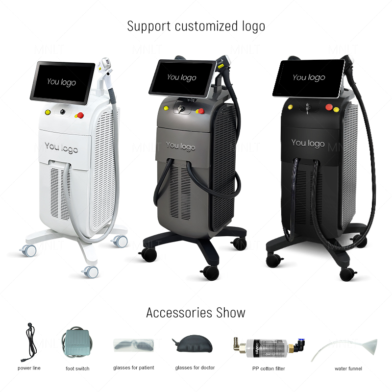 Professional Salon Beauty Equipment with 4-Wavelength Diode Laser for Permanent Hair Removal Using 755nm 808nm 940nm 1064nm Technology and Titanium Ice Cooling