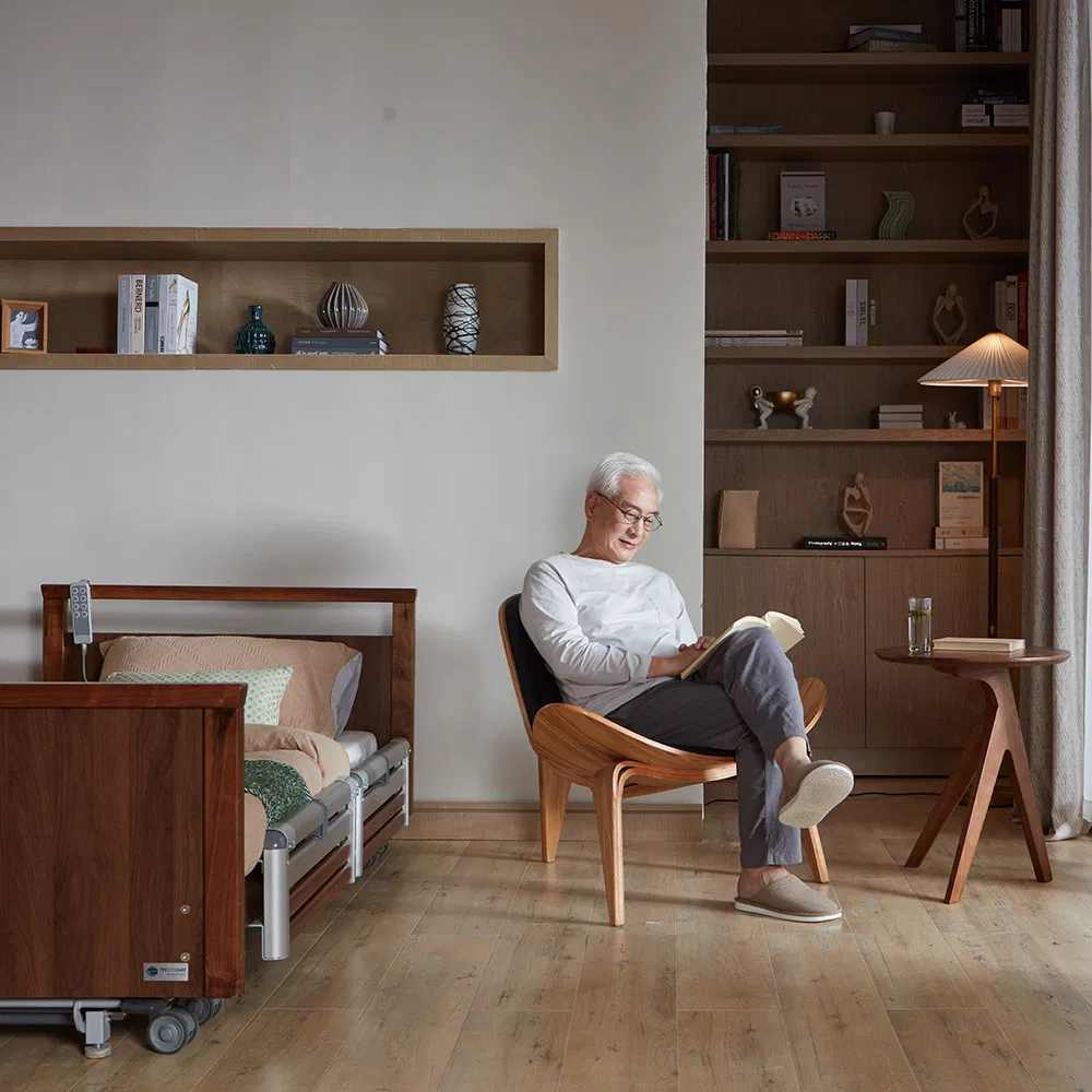 Wooden Adjustable Hospital Bed Elderly Products Healthcare Electric Motor for Patient Care