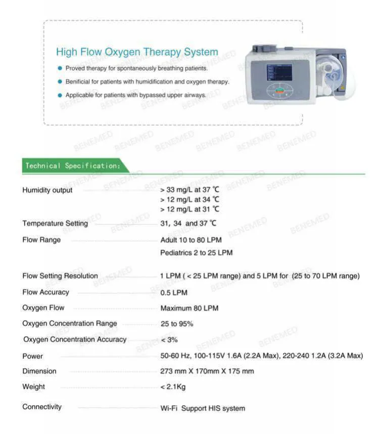 High Flow Oxygen Therapy System Usage