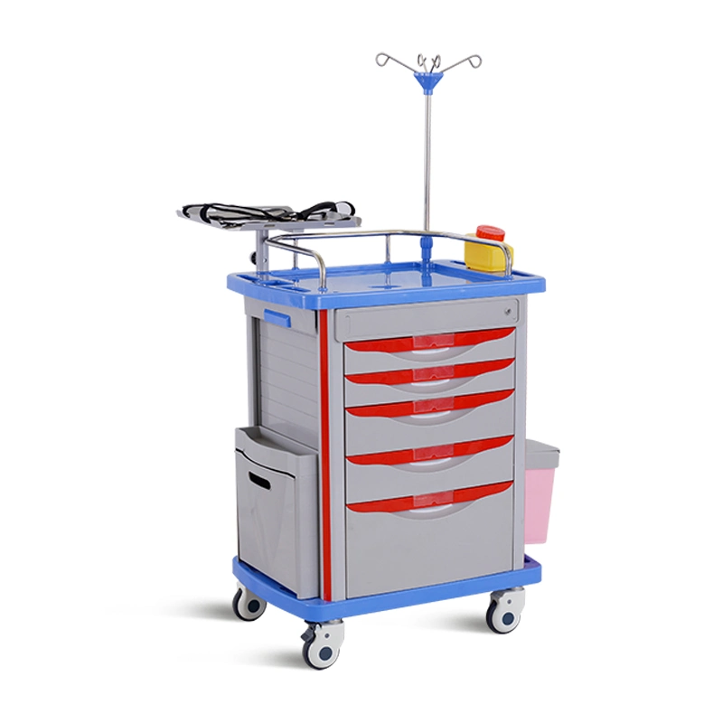 Skr054-Et ABS Hospital Medical Emergency Medicine Nursing Treatment Trolley Equipment with Drawers