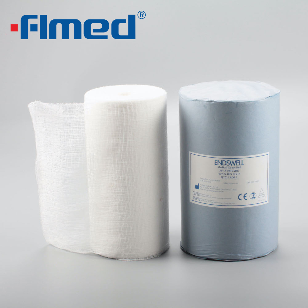 Disposable Medical Supplies Bleached 36"*100yard 19*15 Gauze Roll ISO13485 and CE Certificated