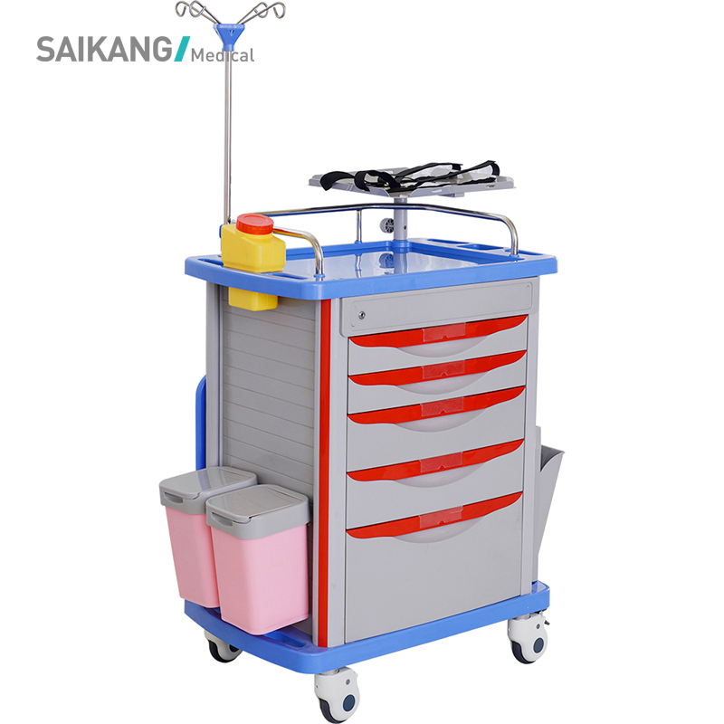 Skr054-Et ABS Hospital Medical Emergency Medicine Nursing Treatment Trolley Equipment with Drawers