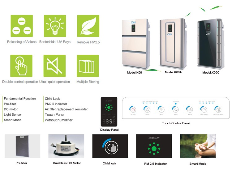 Healthcare Products with Remote Control Pm 2.5 Sensor Improve Air Fresh Release Anions Air Purifier Ionizer Remove Bacterials Microbe From Zhongshan Factory