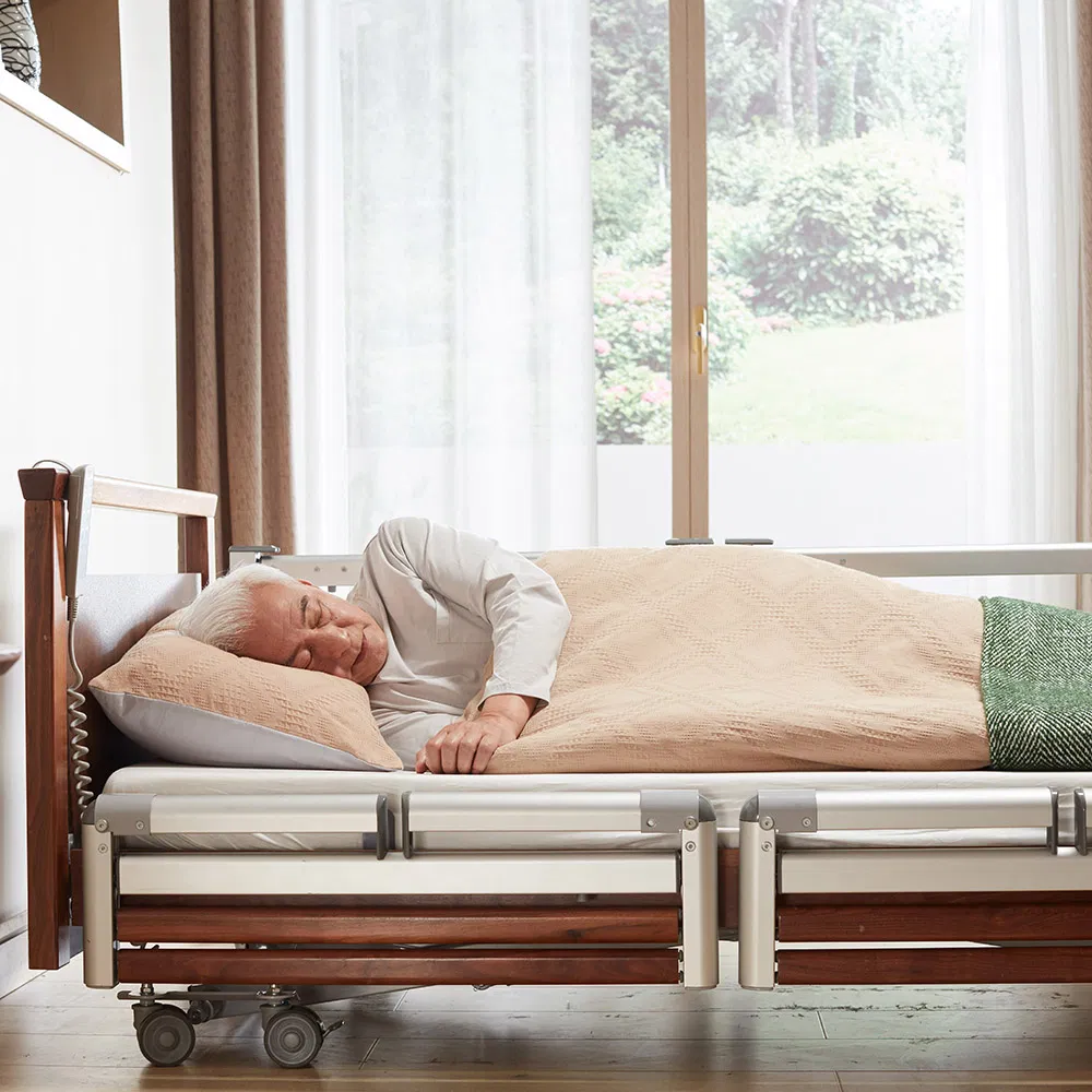 Wooden Adjustable Hospital Bed Elderly Products Healthcare Electric Motor for Patient Care