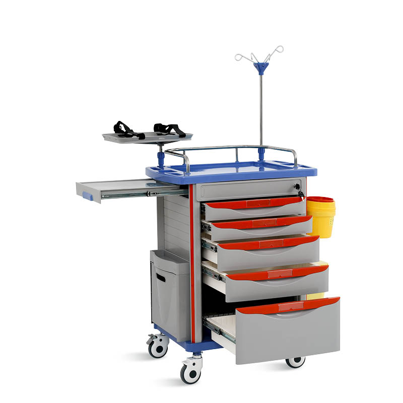 Skr054-Et ABS Hospital Medical Emergency Medicine Nursing Treatment Trolley Equipment with Drawers