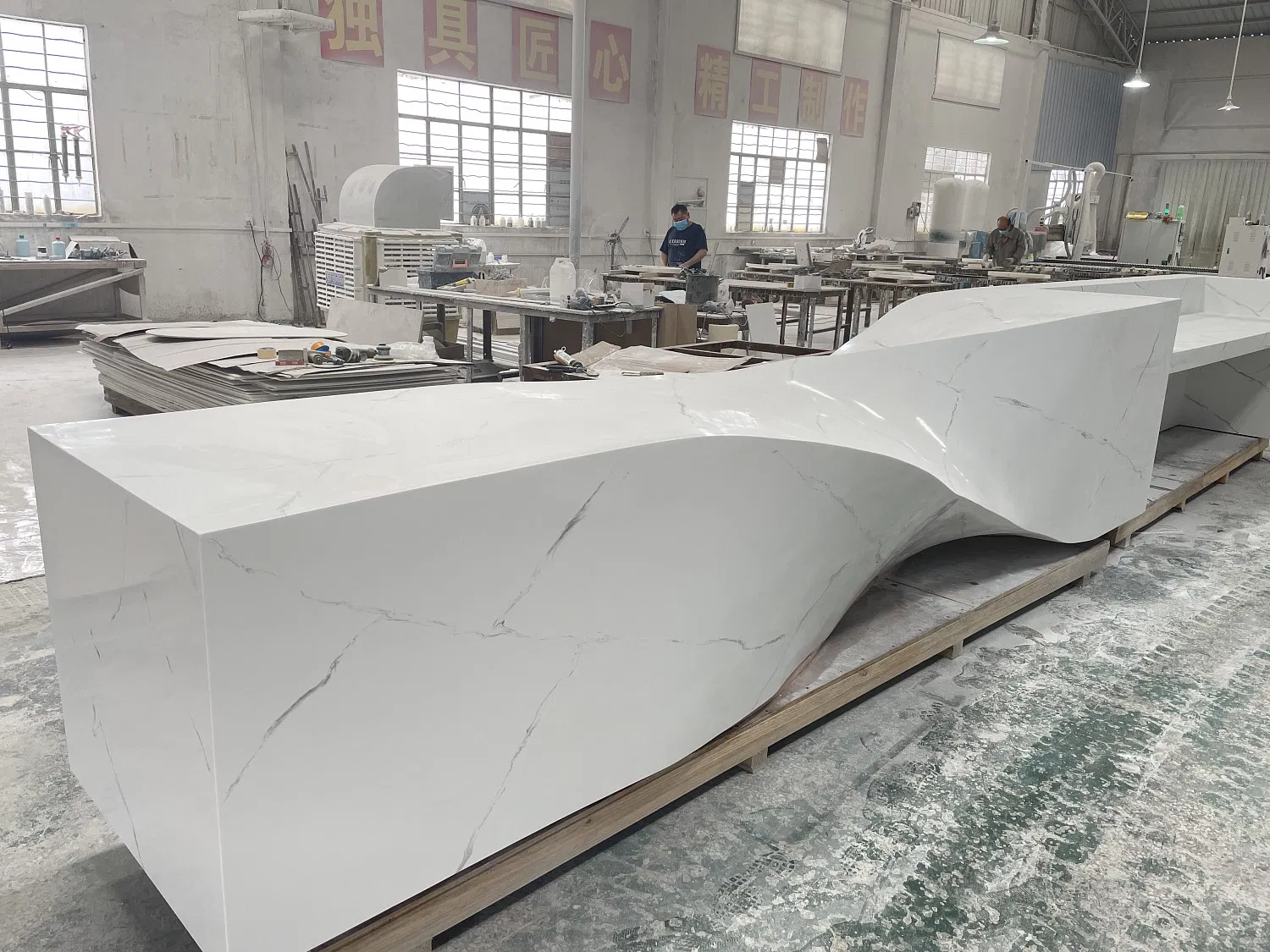 OEM Factory Foshan Luxury Chinese Furniture Marble Quartz Corian Stone Office Hospital Reception Counter Receptionist Nurses Station Nursing Station Front Desk